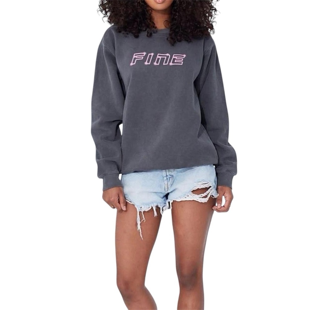 Fine ass Girls Crew neck sweatshirt size‎ small gray pink